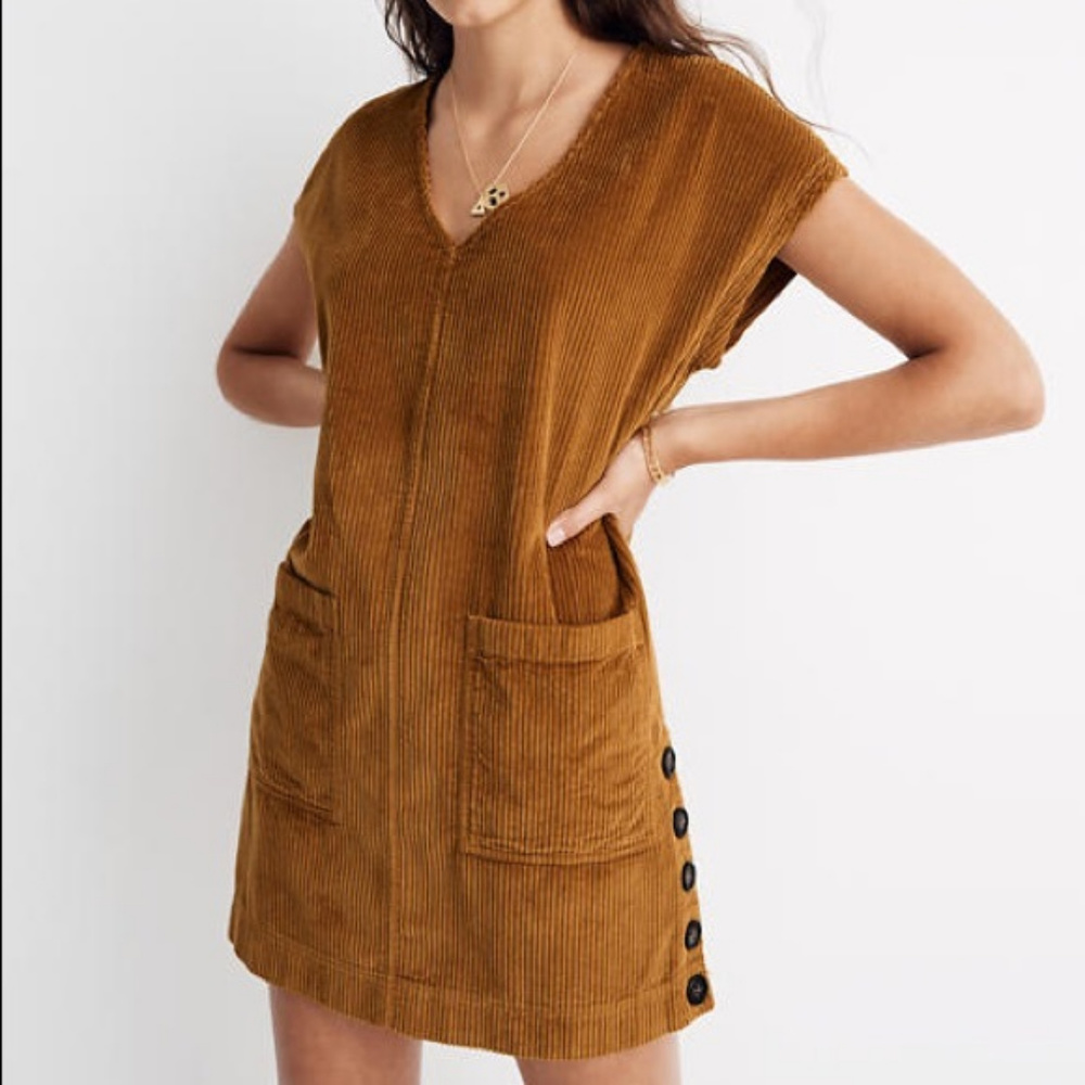 Madewell Side-button Corduroy Shift Dress